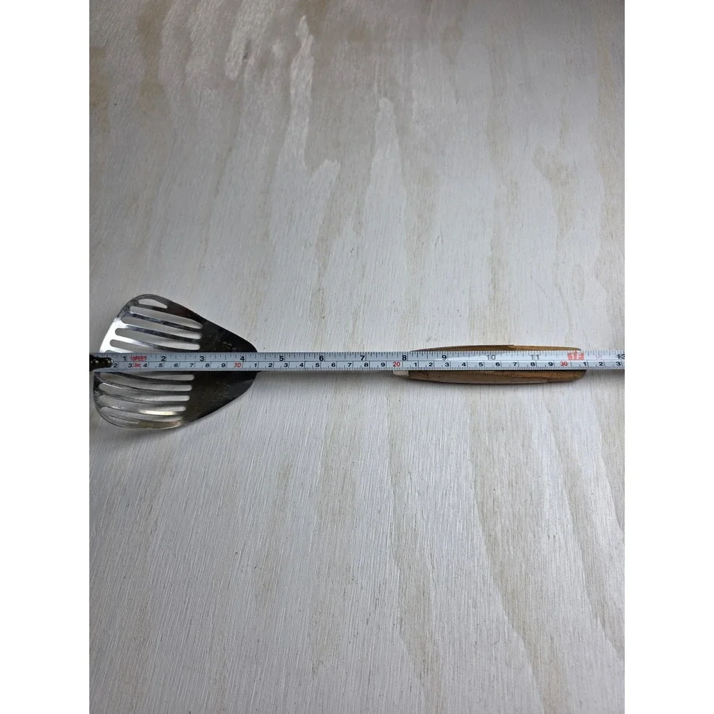 Vintage Kitchamajig Slotted Spatula Strainer Wood Handle USA Kitchen Tool Boho